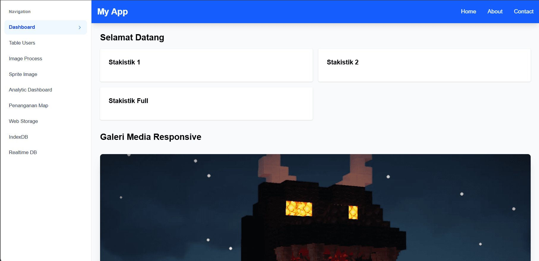 Screenshot antarmuka dan preview proyek Basic Next.js — UBIG